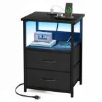 Fixwal LED Nightstand with Charging Station and Drawers