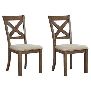 Moriville Modern Farmhouse Upholstered Dining Chairs, Brown