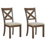 Moriville Modern Farmhouse Upholstered Dining Chairs, Brown