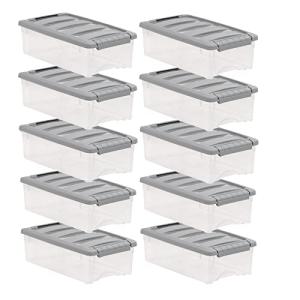 Stackable Clear Plastic Storage Bins, Set of 10