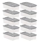Stackable Clear Plastic Storage Bins, Set of 10