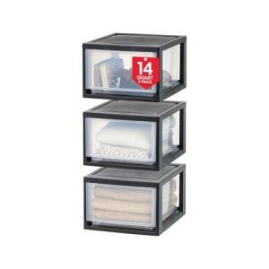 IRIS USA 3-Pack Stackable Plastic Drawer Organizers