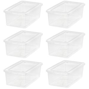 IRIS USA 6-Pack Stackable Storage Bins - Clear