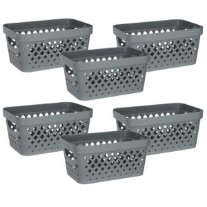 Glad Plastic Storage Baskets Set of 6 - Grey