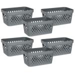 Glad Plastic Storage Baskets Set of 6 - Grey