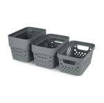 Glad Plastic Storage Baskets Set of 6 - Grey