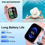 Pink Smart Watch for Women with Fitness Tracker