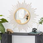 Large Gold Sunburst Wall Mirror for Home Décor