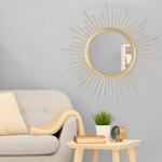 Large Gold Sunburst Wall Mirror for Home Décor