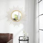 Large Gold Sunburst Wall Mirror for Home Décor