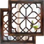 Wocred 2 PCS Rustic Caramel Square Wall Mirrors