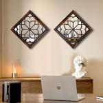 Wocred 2 PCS Rustic Caramel Square Wall Mirrors