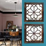 Wocred 2 PCS Rustic Caramel Square Wall Mirrors