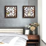 Wocred 2 PCS Rustic Caramel Square Wall Mirrors