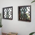 Wocred 2 PCS Rustic Caramel Square Wall Mirrors