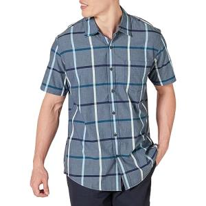 Men's Regular-Fit Short-Sleeve Denim Plaid Shirt