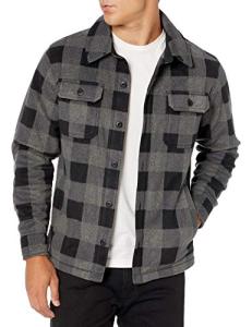 Men's Long-Sleeve Polar Fleece Shirt Jacket - Plaid