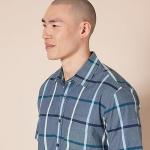 Men's Regular-Fit Short-Sleeve Denim Plaid Shirt