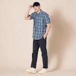 Men's Regular-Fit Short-Sleeve Denim Plaid Shirt
