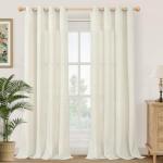 Beige 84-Inch Linen Curtains - Light Filtering Drapes