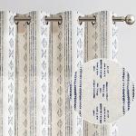 Boho Linen Blend Curtains - Blue Geometric 2 Panels