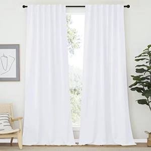 NICETOWN White Bedroom Curtains, 50% Light Blocking, 2 PCs