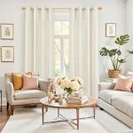 Beige 84-Inch Linen Curtains - Light Filtering Drapes