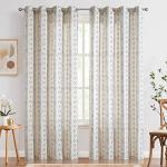 Boho Linen Blend Curtains - Blue Geometric 2 Panels