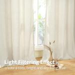 Beige 84-Inch Linen Curtains - Light Filtering Drapes