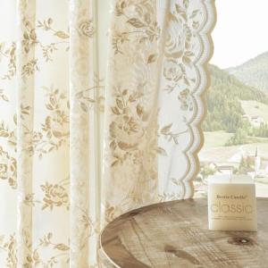 Beige Lace Sheer Curtains 72 Inch - 2 Panels