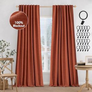 MIULEE Blackout Curtains 96in, Linen, 2 Panels