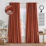 MIULEE Blackout Curtains 96in, Linen, 2 Panels