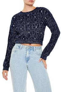 Forever 21 Women's Rhinestone Glitter Knit Sweater