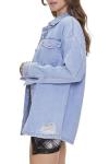 Forever 21 Light Denim Distressed Shacket, Small