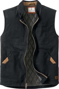 Men's Quilted Canvas Vest - Heavy Duty Black