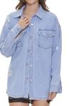 Forever 21 Light Denim Distressed Shacket, Small