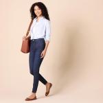 Amazon Essentials Women's Long-Sleeve Striped Shirt, Blue