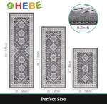 Boho Kitchen Rug Set - 3 Piece Non-Slip