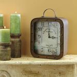 Rustic Metal Tabletop Clock with Handle