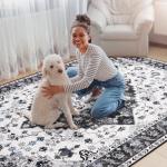 Vintage Floral Area Rug, 4x6 Machine Washable