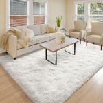 BENRON White Fluffy 4x6 Living Room Rug