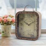 Rustic Metal Tabletop Clock with Handle