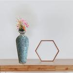 Geometric Metal Mosaic Floor Vase in Teal Silver