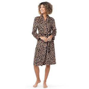 Fruit of the Loom Women's Brown Cheetah Fleece Robe