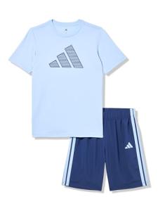 adidas Boys' Glow Blue Tee and Shorts Set