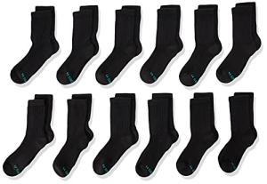 Hanes Boys' Crew Socks 12-Pack for Ages 5-12