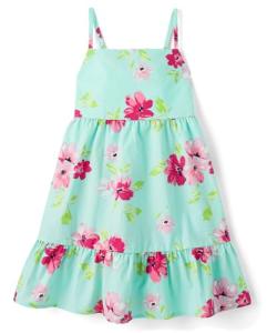 Girls' Casual Mint Tea Tiered Dress