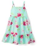 Girls' Casual Mint Tea Tiered Dress