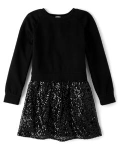 Girls' Long Sleeve Black Sweater Dress
