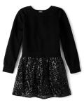 Girls' Long Sleeve Black Sweater Dress